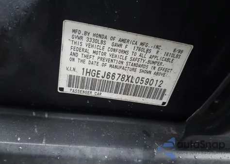 1999 Honda Civic Lx from USA, damaged, VIN 1HGEJ6678XL059012